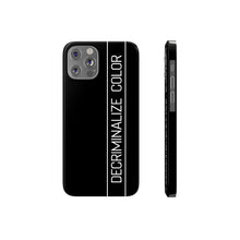 Load image into Gallery viewer, Decriminalize Color slim, glossy black phone case. Showcase your fight against racial injustice.
